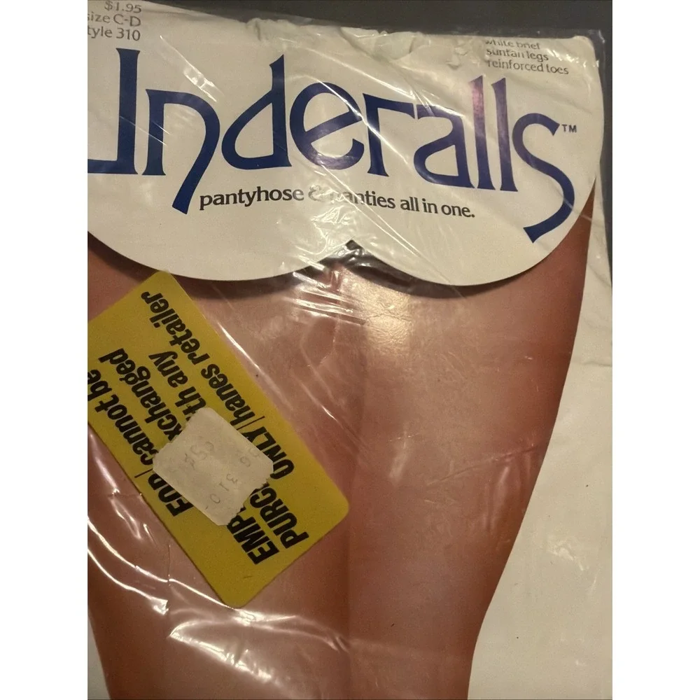 NWT Vintage Slenderalls Underalls PantyHose White Suntan Brief Legs Size C-D 80s
